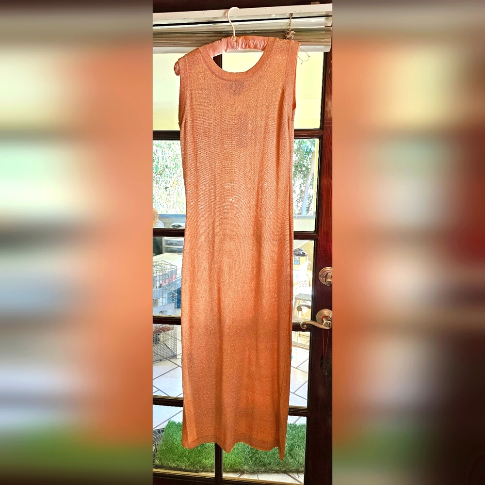 Metallic knit long dress